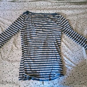 Merona Blue and White Striped Long Sleeve Tee